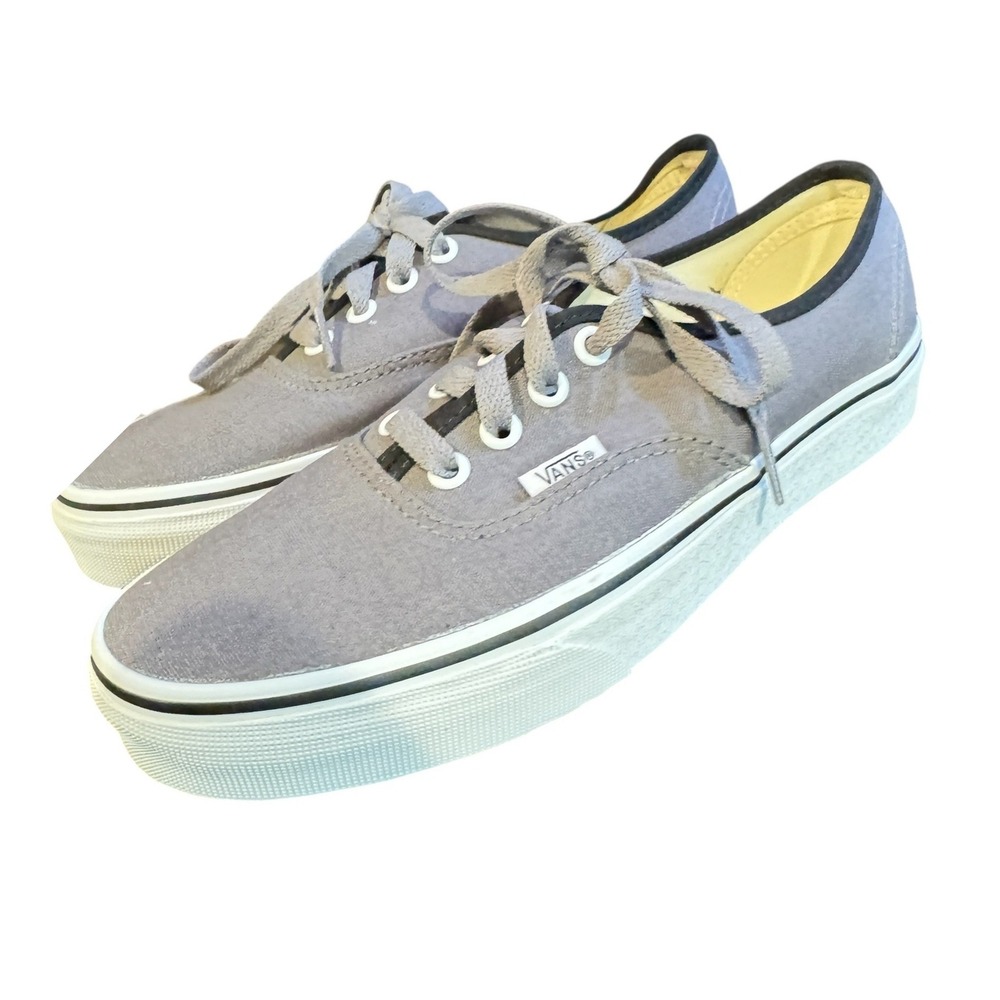 Vans Authentic Customs Grey Canvas Low Top Skate Shoes Sneakers Men 7 Women 8.5